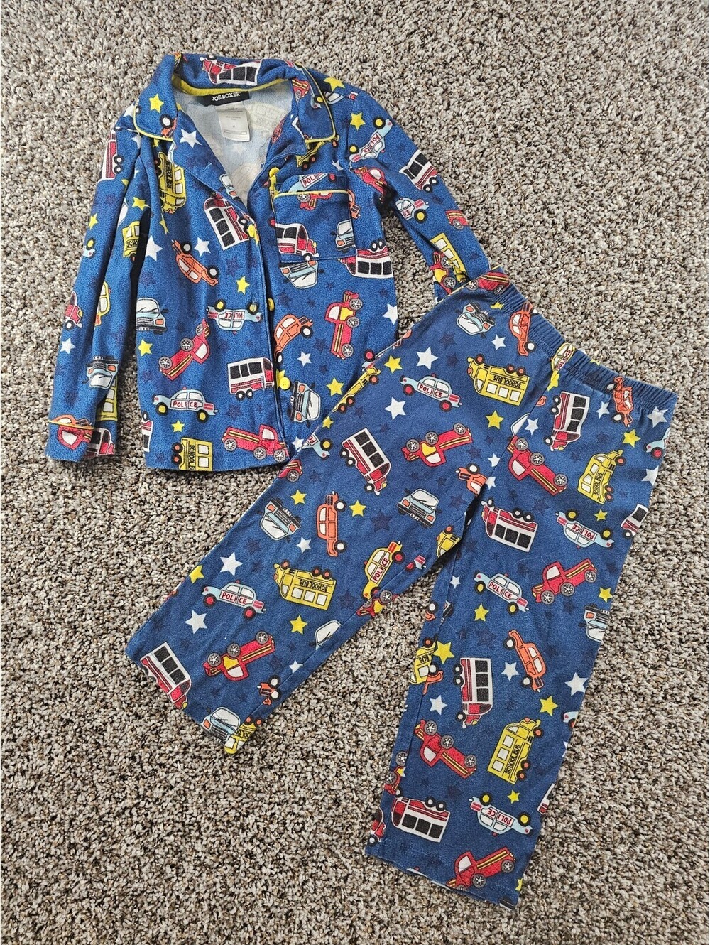 Vintage Y2K Joe Boxer Kmart Toddler Boys Sz 4T Pajama Set Blue Vehicle Print